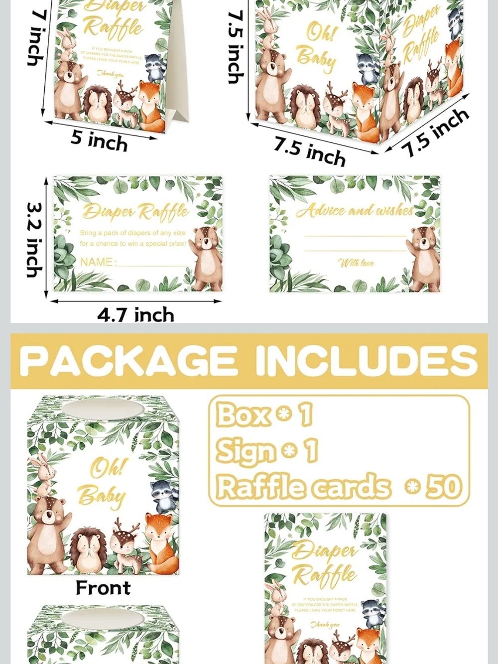 Oh Baby Woodland Diaper Raffle Set - Green & Gold